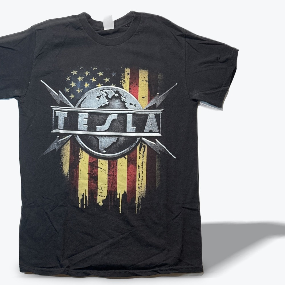 Tesla Concert Tee Lets Get Real 2022 Tour Band T Shirt Mens Small Black Gildan